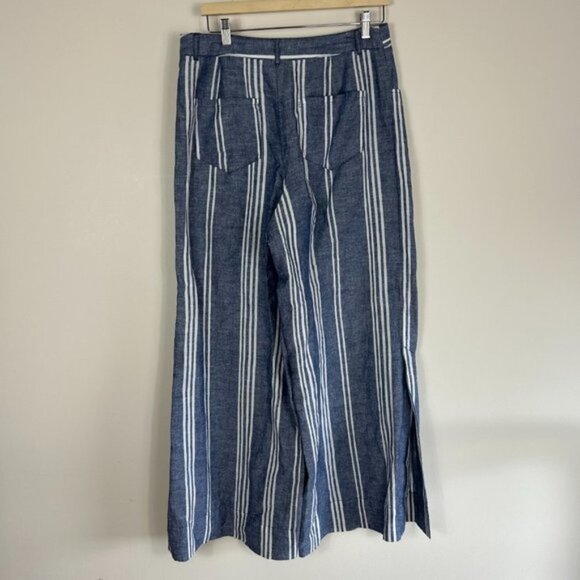 Anthropologie Beachy Striped Wide Leg Linen Blend Size 8 - Picture 7 of 7